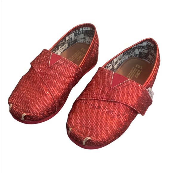 Toms Other - TOMS Red Sparkle Girl Shoes